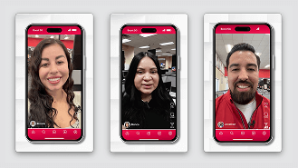 Image of three mobile devices with images of people on each one