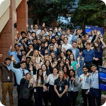 Large group photo on stairs