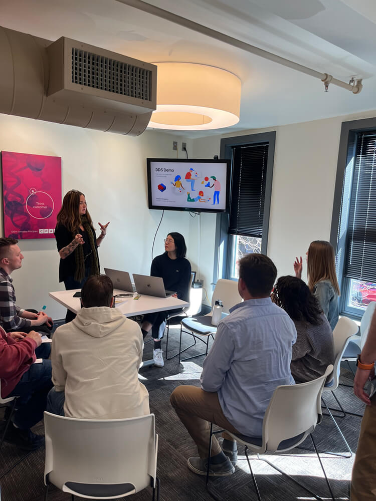 Action shot of presenter during seminar