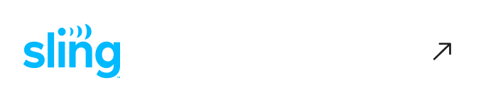 Sling logo in light blue with wireless signal icon, presented on a white background with an arrow icon.